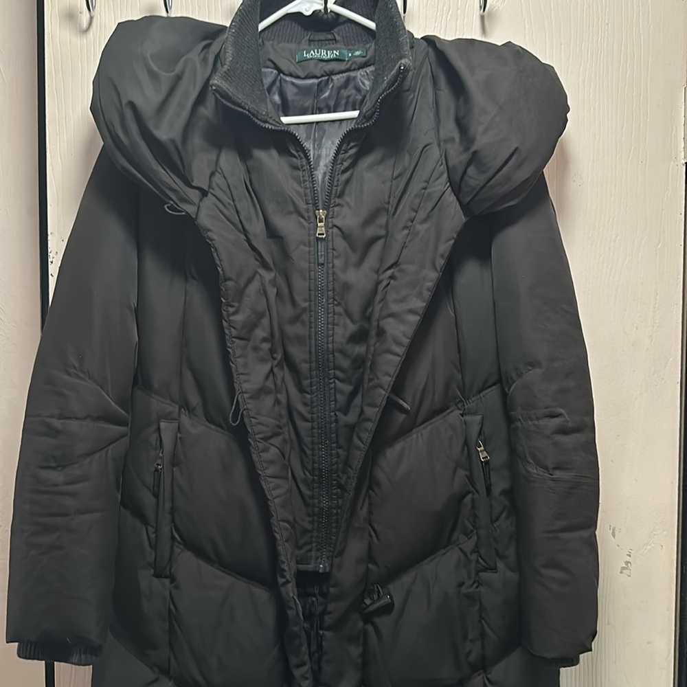 Lauren Ralph Lauren Black Down Puffer Coat - Size Small (with minor defect)